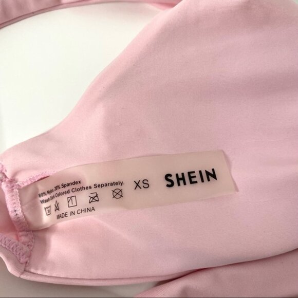 SHEIN Pink Wrap Front Tie Back Bikini Top - Picture 5 of 7